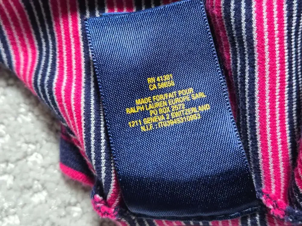 Polo Ralph Lauren Girls Pink and Navy Striped Short Sleeve Fit and Flare Dress